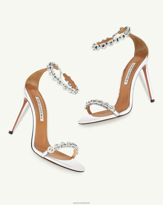 Aquazzura صندل رابط الحب 105 فضة HNZRT117