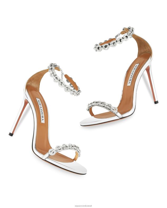 Aquazzura صندل رابط الحب 105 فضة HNZRT117