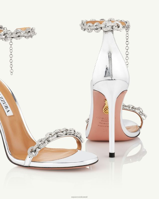 Aquazzura صندل رابط الحب 105 فضة HNZRT117