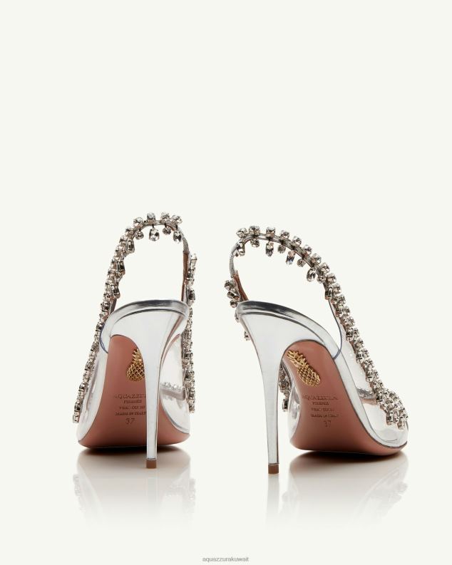 Aquazzura صندل إغراء الكريستال 105 فضة HNZRT132