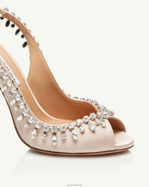 Aquazzura إغراء صندل من الساتان الكريستال 105 لون القرنفل HNZRT155