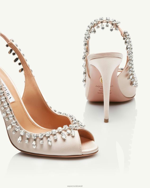 Aquazzura إغراء صندل من الساتان الكريستال 105 لون القرنفل HNZRT155