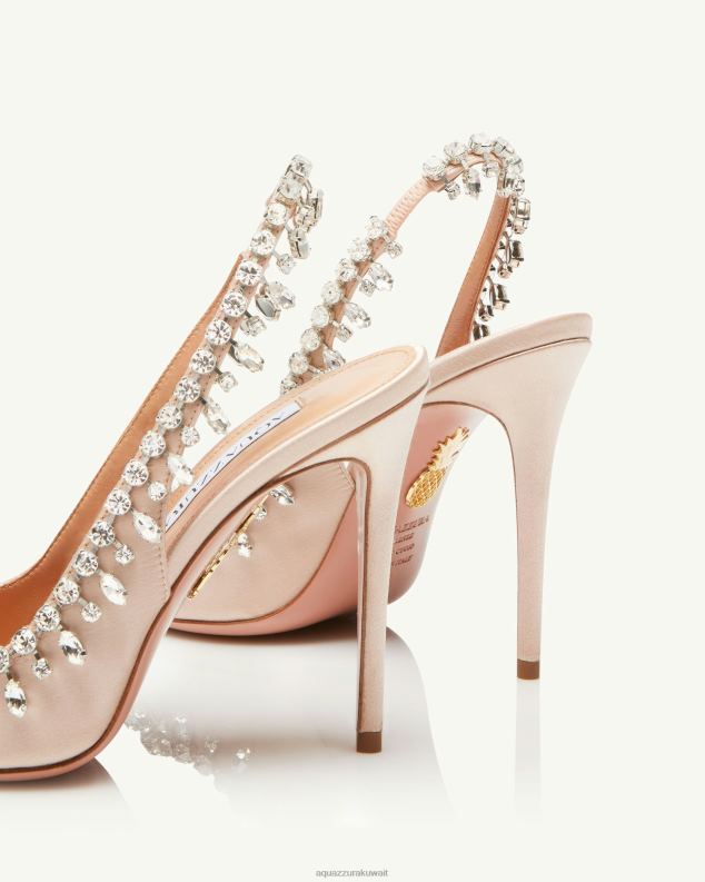 Aquazzura إغراء صندل من الساتان الكريستال 105 لون القرنفل HNZRT155