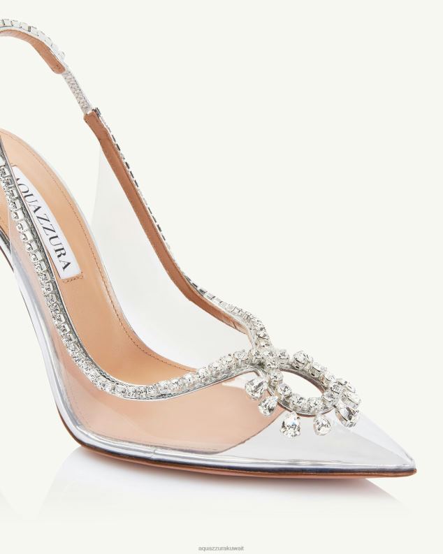 Aquazzura مضخة الإغراء الكريستالية 105 فضة HNZRT232