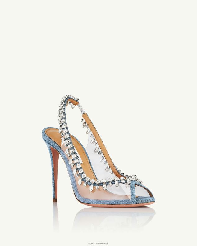 Aquazzura صندل إغراء الكريستال 105 أزرق HNZRT25