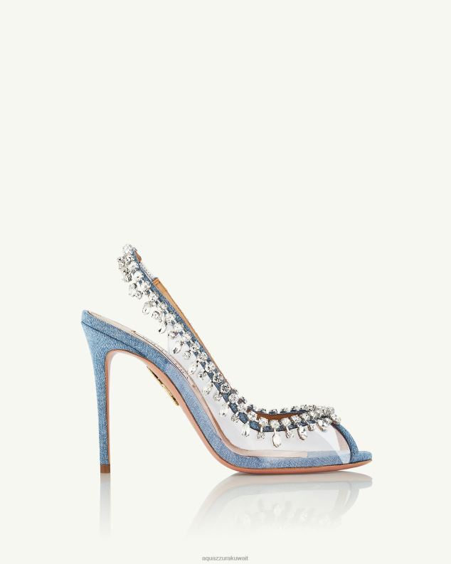 Aquazzura صندل إغراء الكريستال 105 أزرق HNZRT25