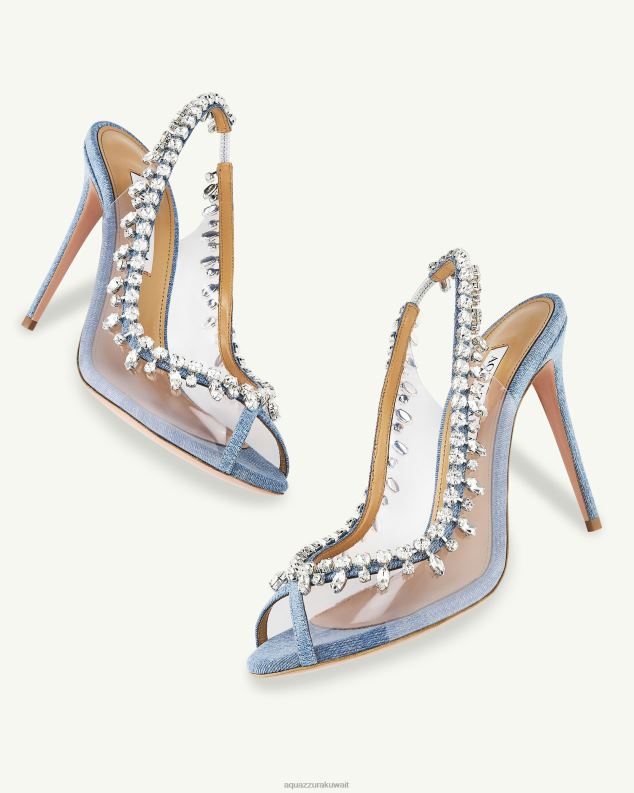 Aquazzura صندل إغراء الكريستال 105 أزرق HNZRT25