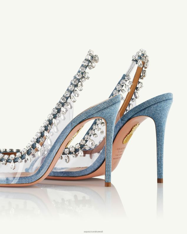 Aquazzura صندل إغراء الكريستال 105 أزرق HNZRT25