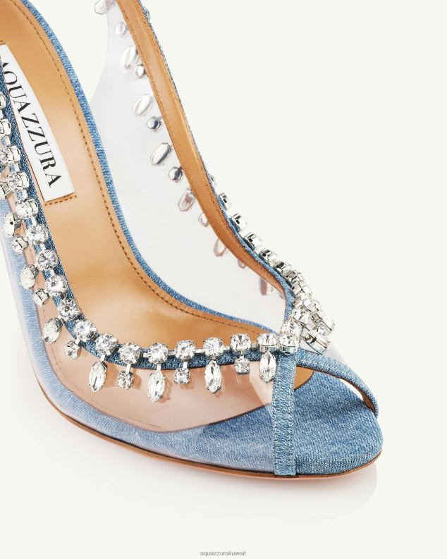 Aquazzura صندل إغراء الكريستال 105 أزرق HNZRT25