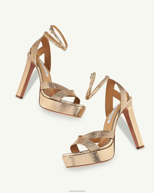 Aquazzura هضبة آري صندل 120 ذهب HNZRT276