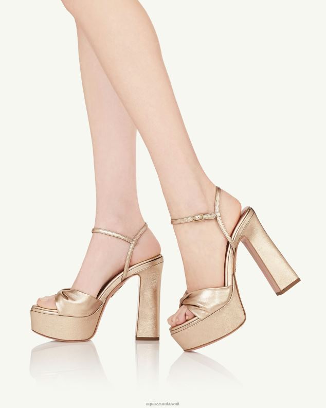 Aquazzura هضبة الصندل الملتوية 120 ذهب HNZRT280