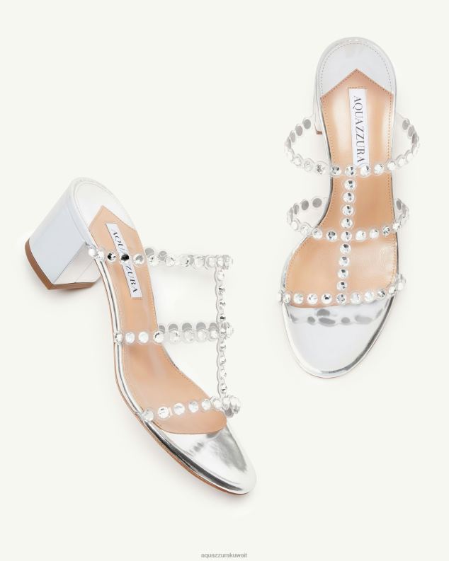 Aquazzura صندل تيكيلا بليكسي 50 فضة HNZRT126