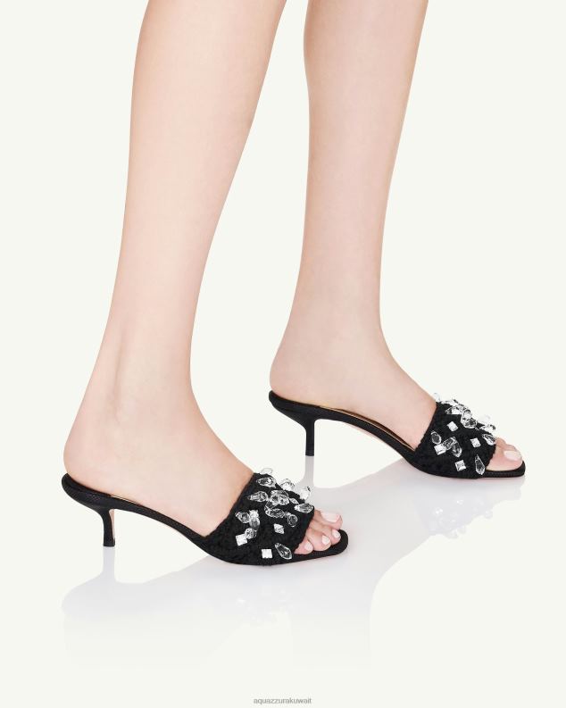 Aquazzura بغل كريستال كوت 50 أسود HNZRT36