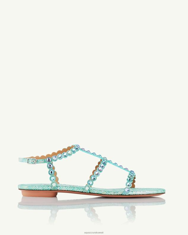 Aquazzura صندل تيكيلا مسطح أزرق HNZRT12