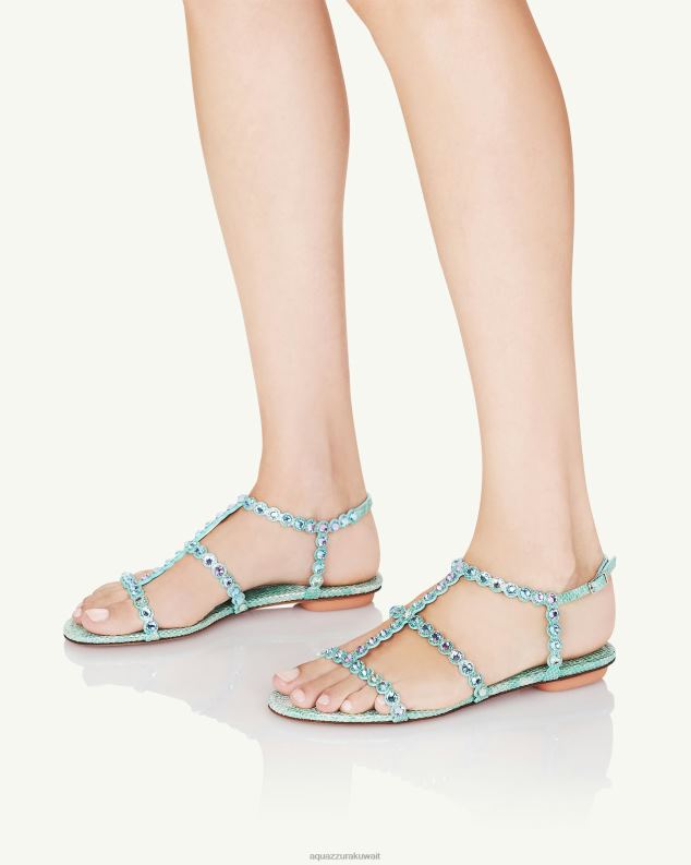 Aquazzura صندل تيكيلا مسطح أزرق HNZRT12