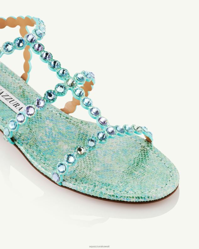 Aquazzura صندل تيكيلا مسطح أزرق HNZRT12