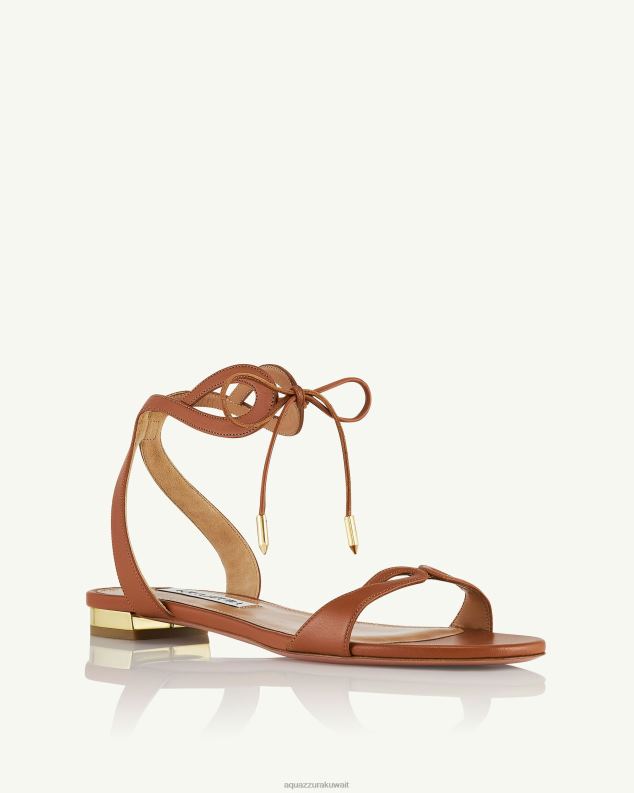 Aquazzura صندل تيسا مسطح بني HNZRT144