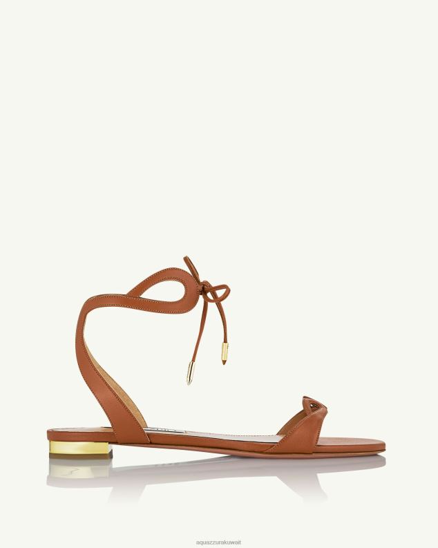 Aquazzura صندل تيسا مسطح بني HNZRT144