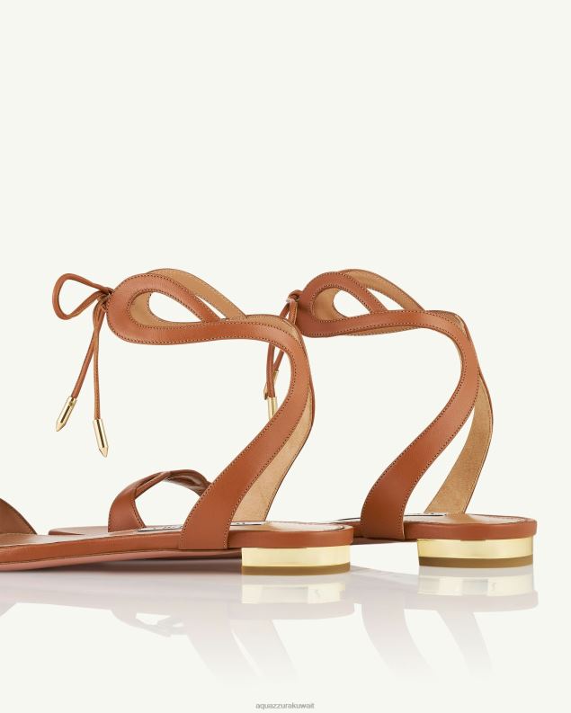 Aquazzura صندل تيسا مسطح بني HNZRT144