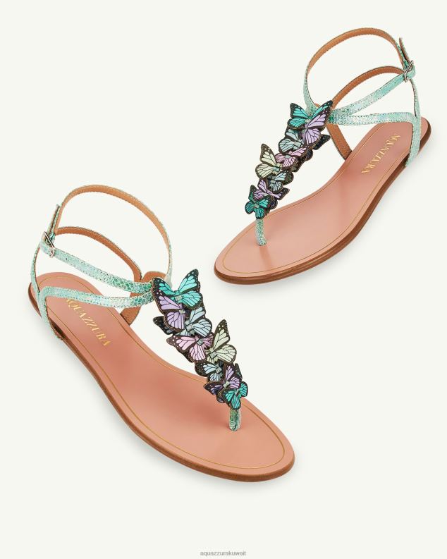 Aquazzura صندل بابيلون مسطح أزرق HNZRT17