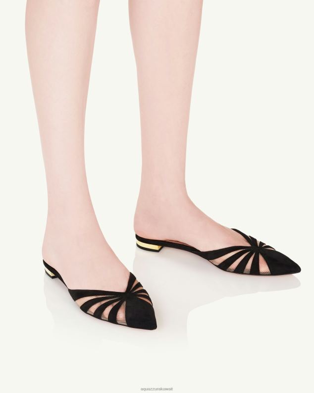 Aquazzura بغل الجاسوس مسطح أسود HNZRT243