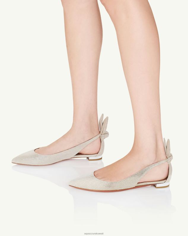 Aquazzura الباليه ربطة الانحناءة فضة HNZRT253