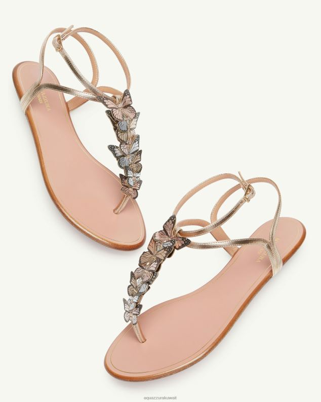 Aquazzura صندل بابيلون مسطح ذهب HNZRT58