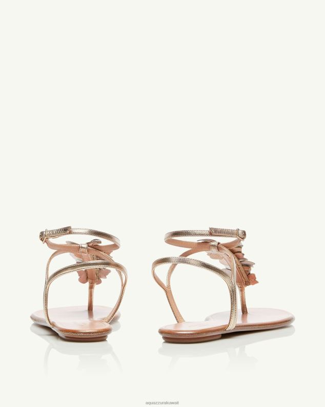 Aquazzura صندل بابيلون مسطح ذهب HNZRT58